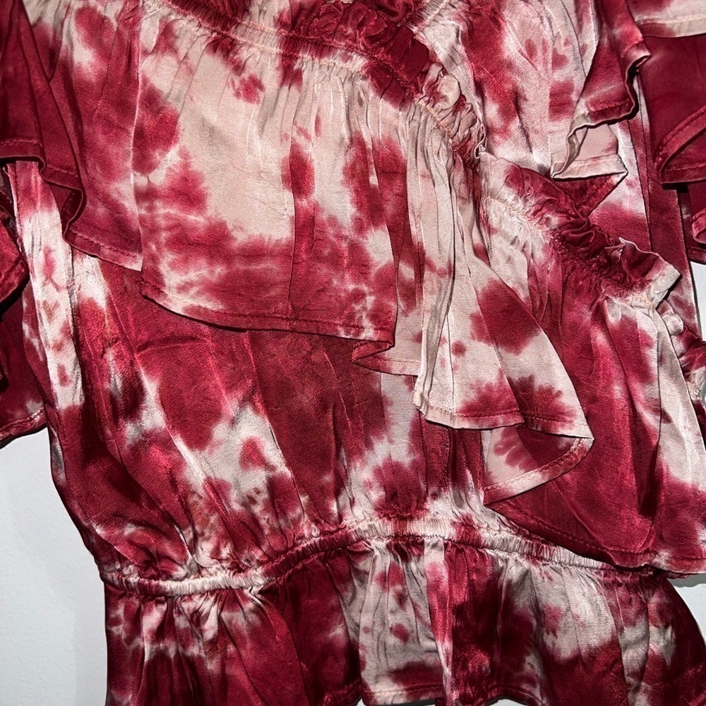 blue life open shoulder viscose top tie dye layer shirt size Small - Picture 4 of 11
